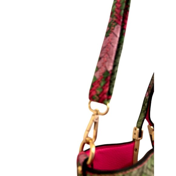 Woven Pink & Green Tote Bag, Adjustable Detachable Strap, Casual/Professional - Picture 10 of 10
